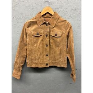 BCBGeneration Suede Jacket Women's Size‎ S Brown Taupe Button Front Western Moto